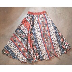 New Womens Boho Floral Patchwork Skirt Elastic Waist Cottagecore Midi